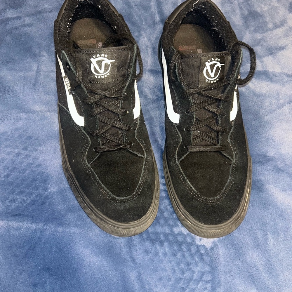 Vans Black Suede Sneakers with White Side Stripe